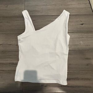 Susana Monaco White Asymmetrical Fitted Tank Top